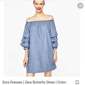 Zara Butterflies Dress Of The Shoulde